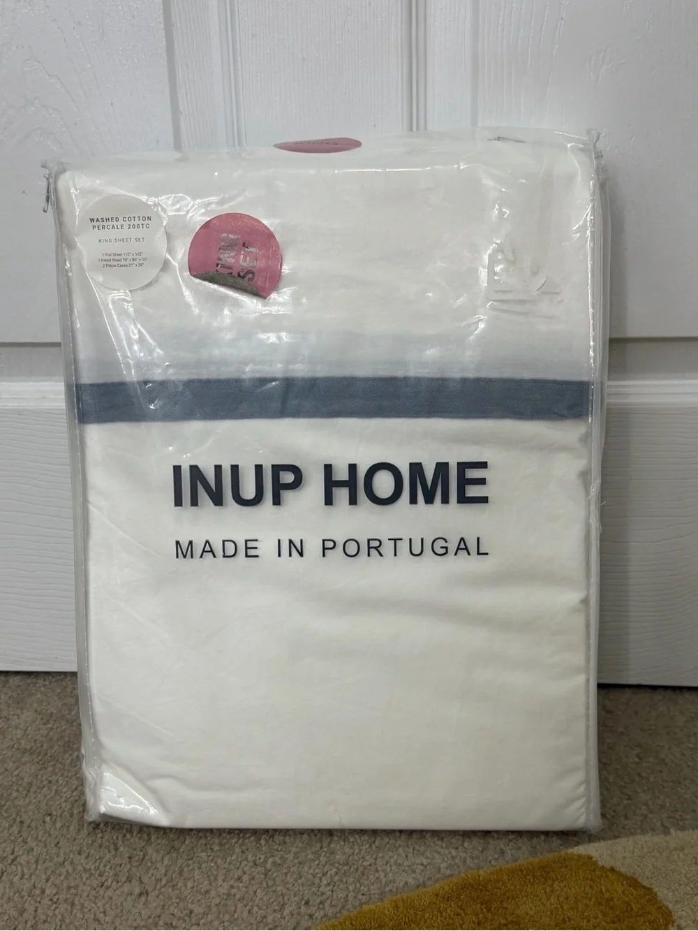 INUP HOME Washed Cotton Percale Sheet Set in White